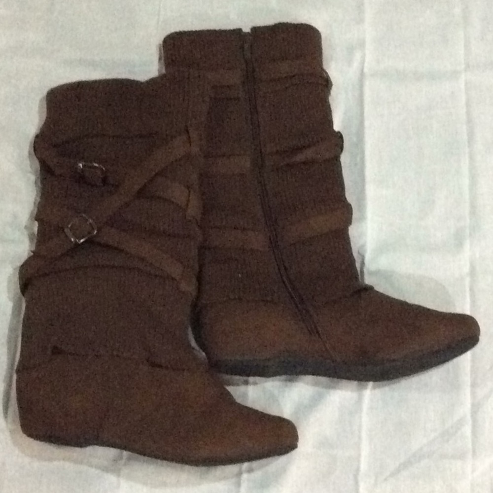 Brown knee high boots